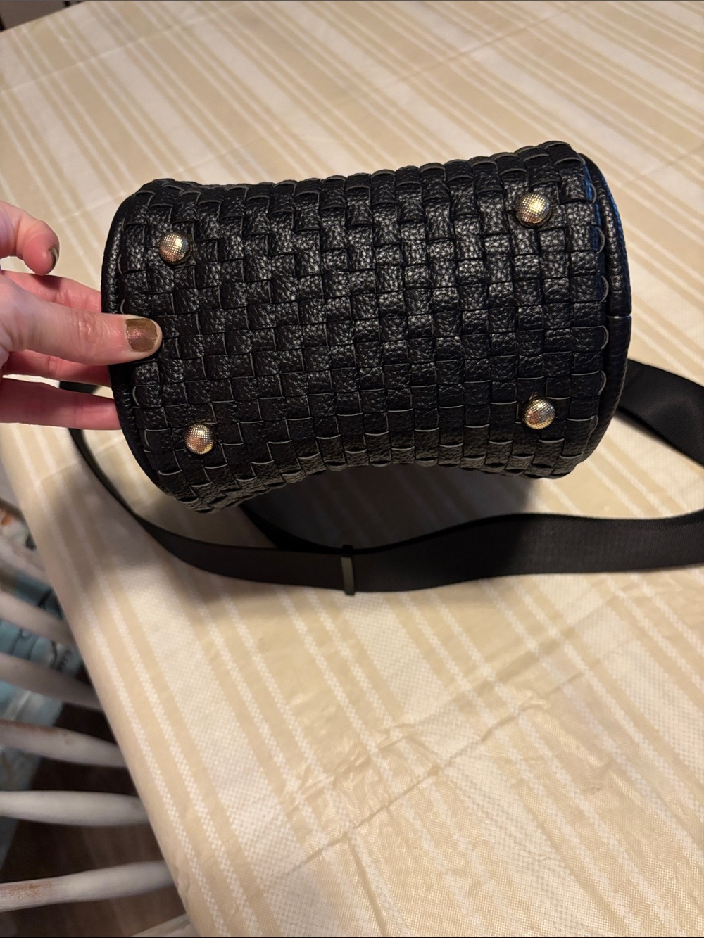 I&R Black Woven Shoulder Tote - Women's Handbag - Picture 4 of 5